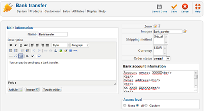 Bank transfer payment method Edit