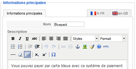 bluepaid payment Informations