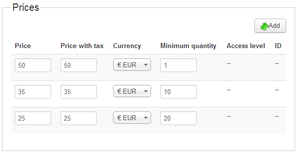 Product prices