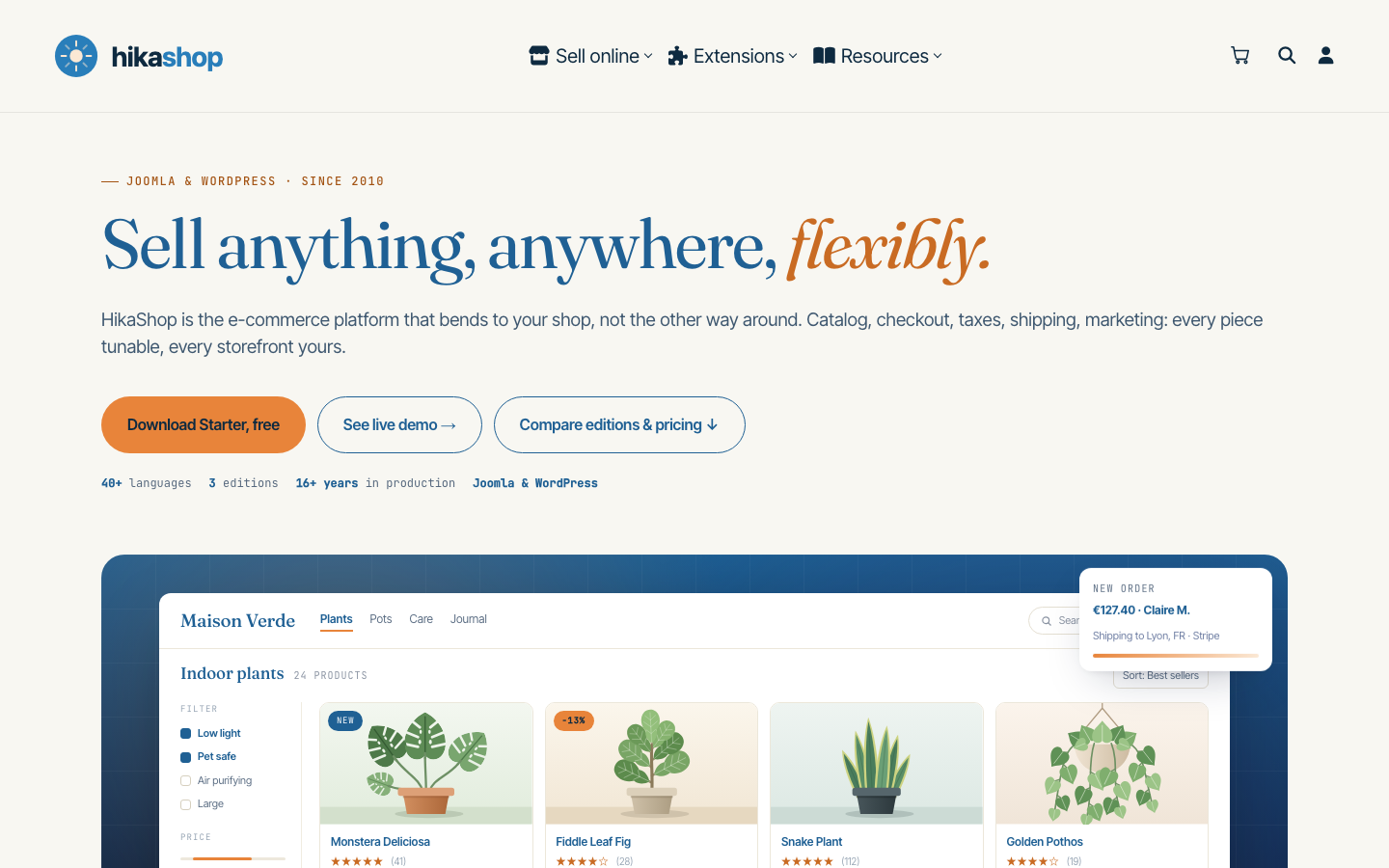 The new hikashop.com home page