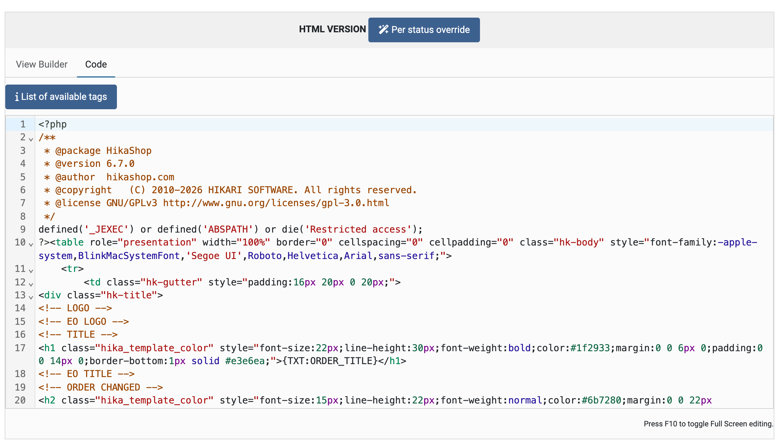 E-mail HTML version, code