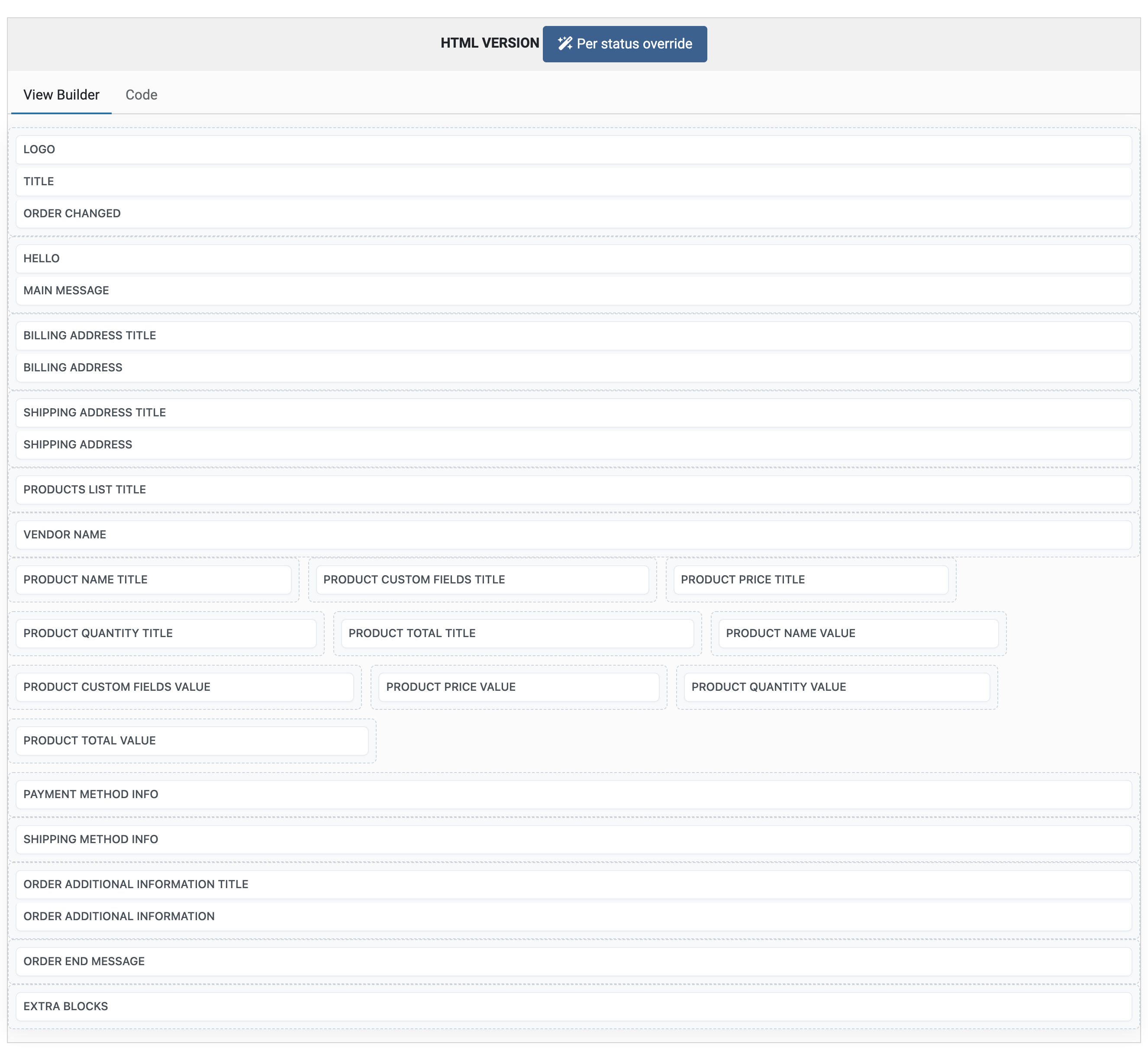 E-mail HTML version, view builder
