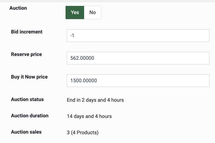 Buy it Now price of an auction