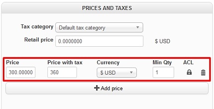 Auction starting price