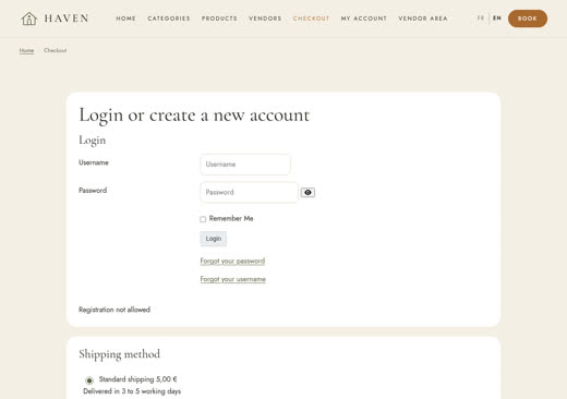 Haven template - Checkout