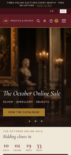Heritage & Hearth template - Home page (mobile)