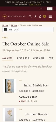 Heritage & Hearth template - A sale (mobile)