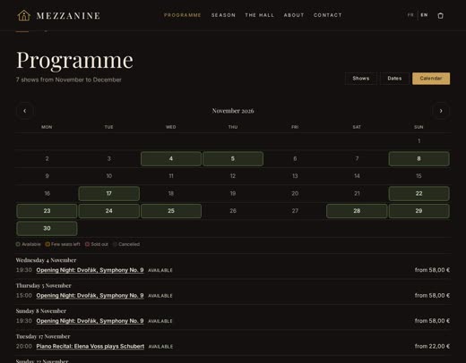 Mezzanine template - The programme as a calendar