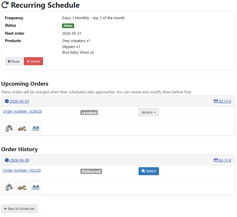 Frontend schedule management page