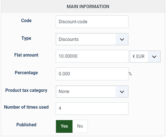 Discount Codes Feature for Online Order Forms