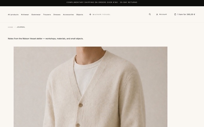 Vessel template - Journal blog