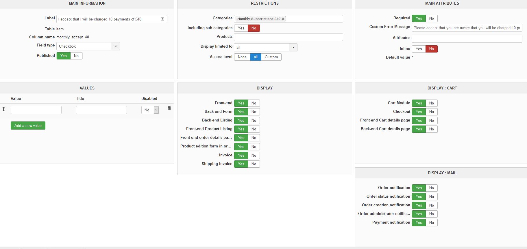 Hikashop Custom Field Checkbox Hidden Hikashop