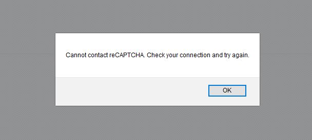 RECAPTCHA v1. Unknown api error